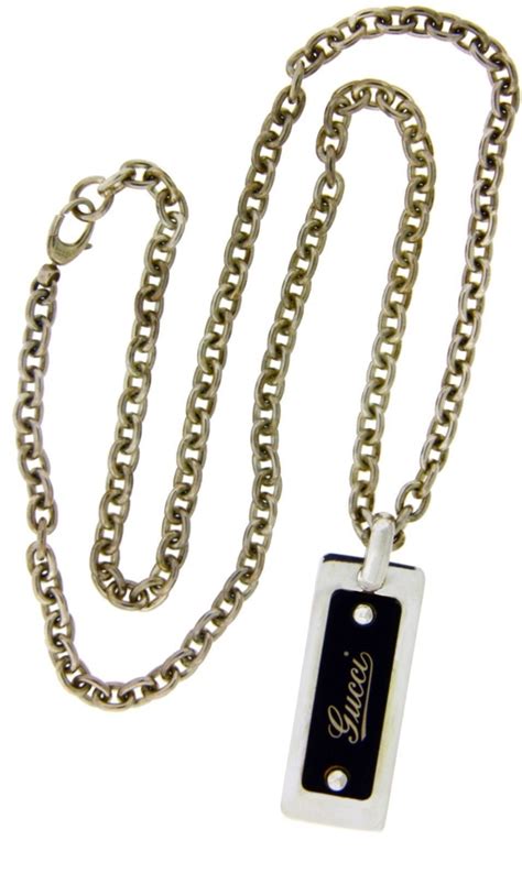 gucci dog tags ebay|gucci silver dog tag necklace.